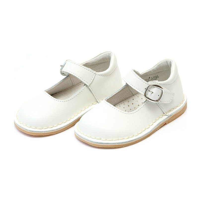 Grace Leather Stitch Down School Mary Jane, White - Shoes - Maisonette