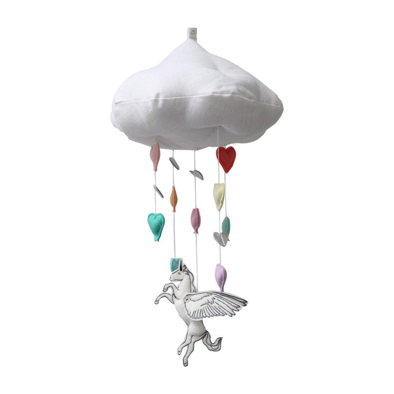 LUXE Alicorn Rainbow Mobile, Gold Heart LUXE Alicorn Rainbow Mobile, Gold Heart
