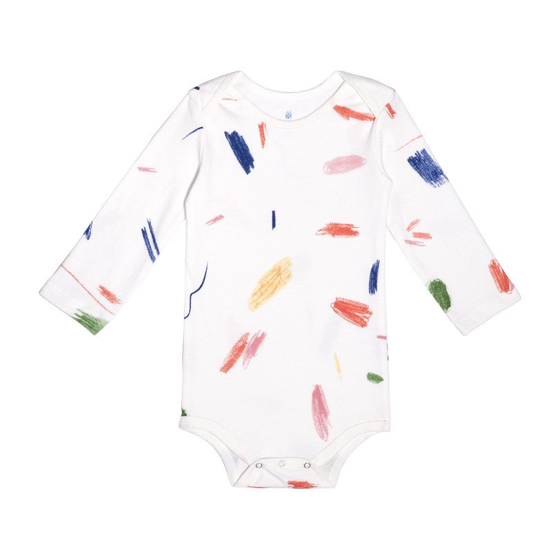 Long Sleeve Onesie, Multi Doodle Long Sleeve Onesie, Multi Doodle