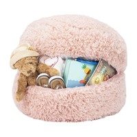 Poodle Faux Fur Storage Pouf, Pale Lilac