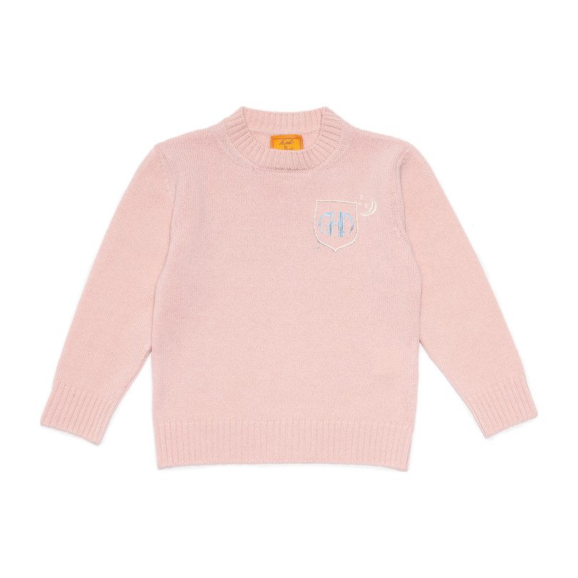*Exclusive* Monogrammable Kids Petite Crew Sweater, Peony Crest *Exclusive* Monogrammable Kids Petite Crew Sweater, Peony Crest