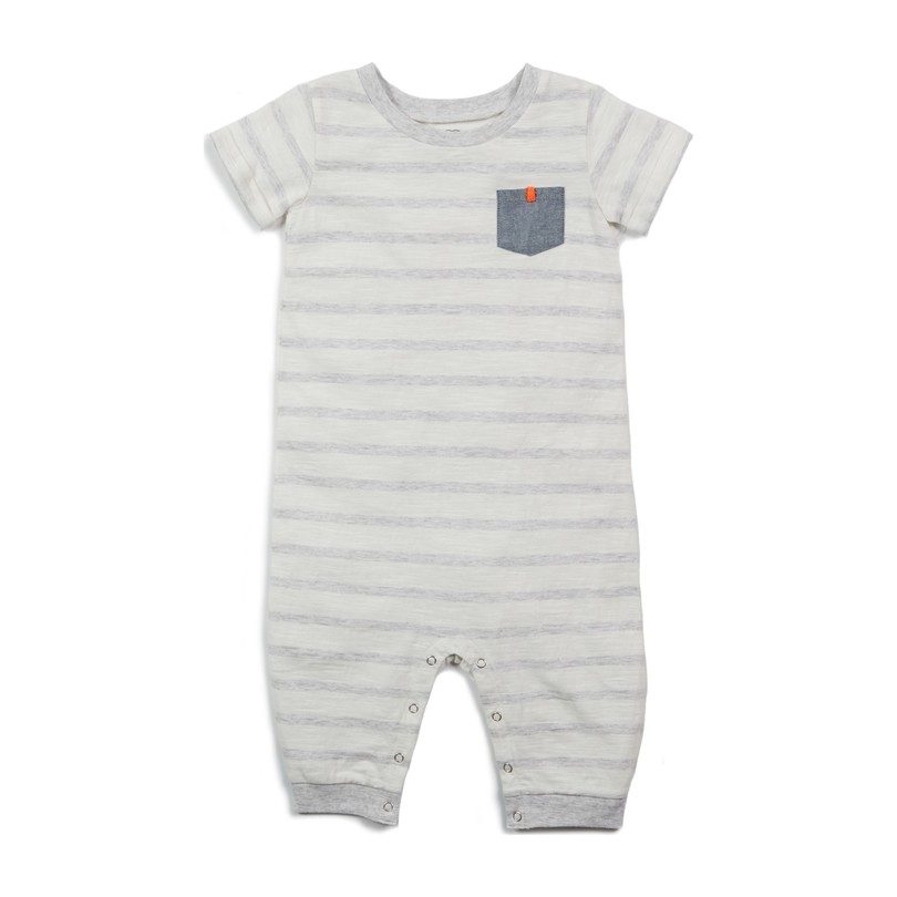 Brody Romper, Grey Stripe Brody Romper, Grey Stripe
