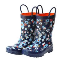 Rain Boots, Navy Flower