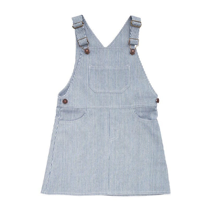 Ingrid Mini Skirt Overalls, Navy Denim Stripe Ingrid Mini Skirt Overalls, Navy Denim Stripe