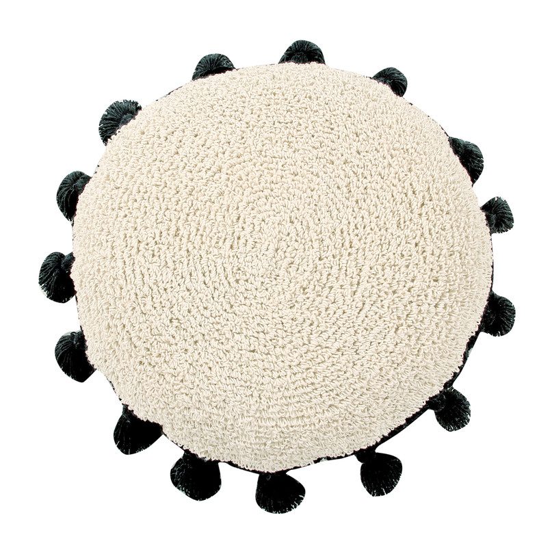 Circle Washable Pillow, Black Circle Washable Pillow, Black