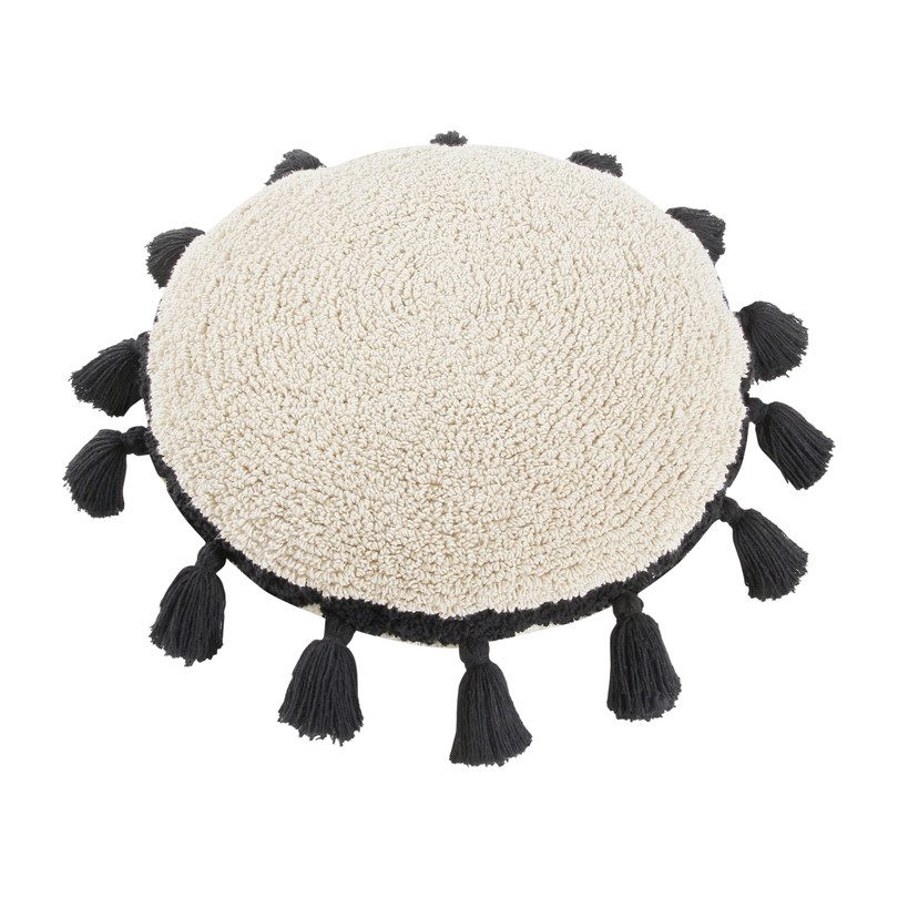 Circle Washable Pillow, Black Circle Washable Pillow, Black