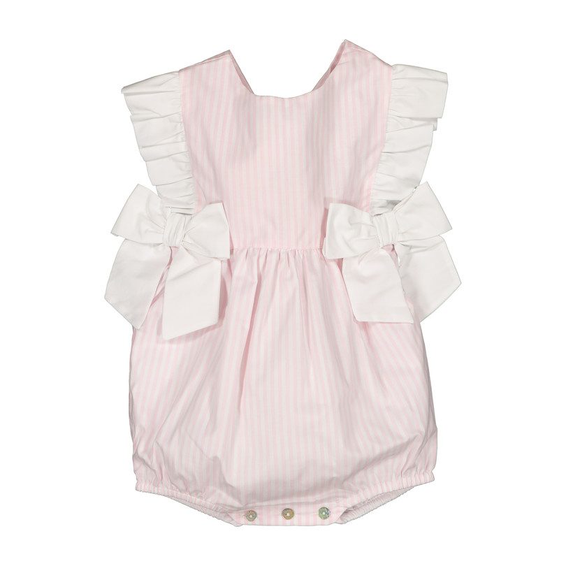 Striped Ruffle Romper, Pink Striped Ruffle Romper, Pink