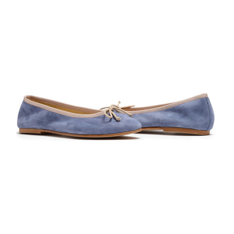 blue flats with bow