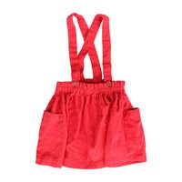 Suspender Skirt, Red