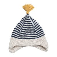 Tassled Ear Hat, Navy Stripe