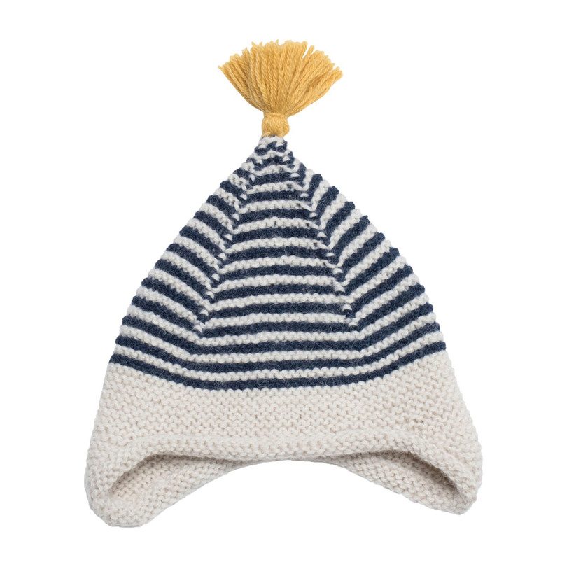 Tassled Ear Hat, Navy Stripe Tassled Ear Hat, Navy Stripe