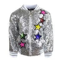 Unicorn Sequin Bomber, Silver