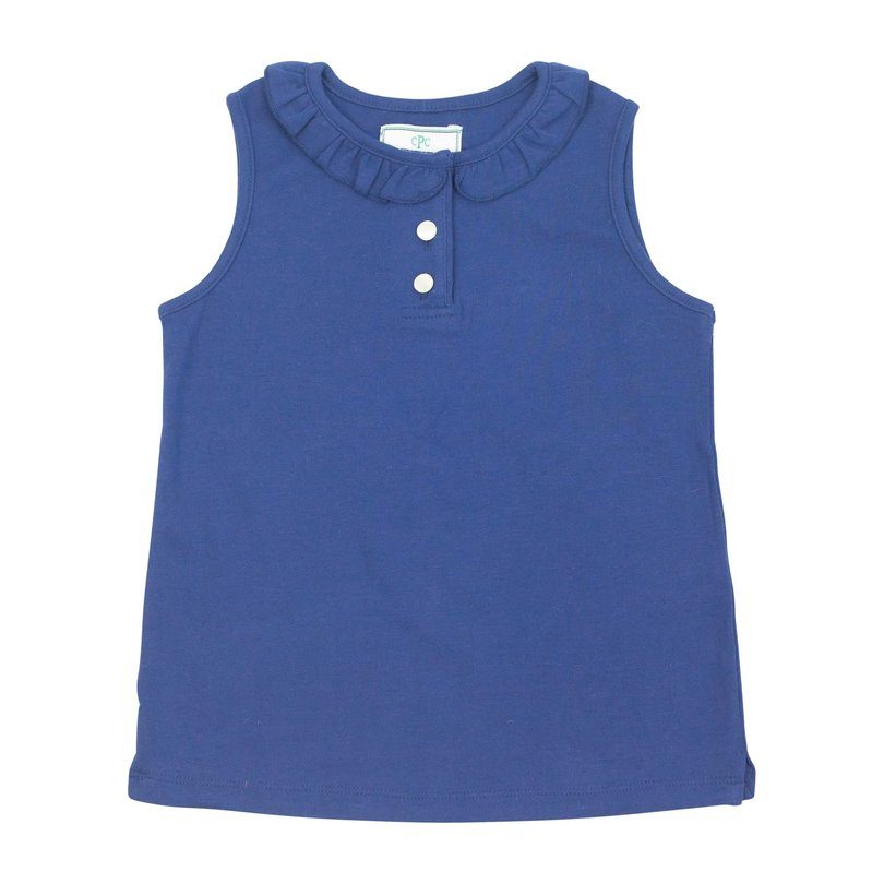 Zoe Sleeveless Polo Shirt, Navy Zoe Sleeveless Polo Shirt, Navy