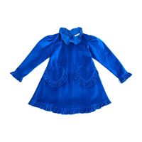 *Exclusive* Girls Velvet Prairie Dress, Royal Blue