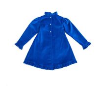 *Exclusive* Girls Velvet Prairie Dress, Royal Blue