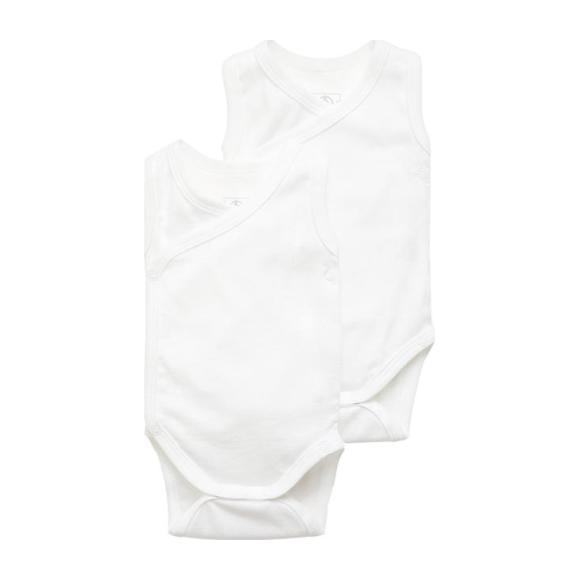 Set of 2 Sleeveless Kimono Onesies, White Set of 2 Sleeveless Kimono Onesies, White