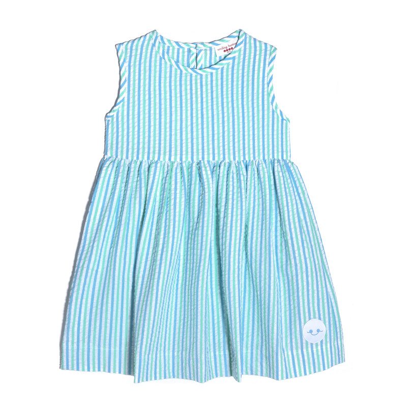 Pinny Dress, Seaside Seersucker Pinny Dress, Seaside Seersucker