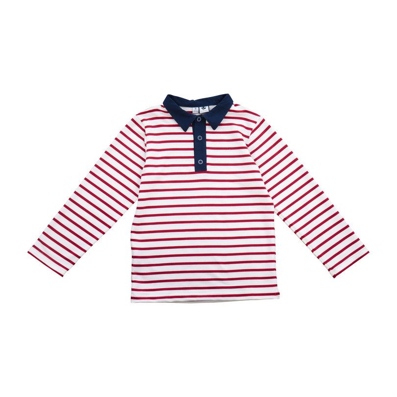 Polo, Cranberry/Cream Stripe Polo, Cranberry/Cream Stripe