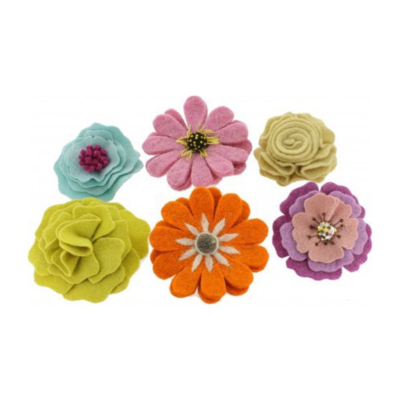Mixed Flower Hair Clips, Set of 6 Mixed Flower Hair Clips, Set of 6