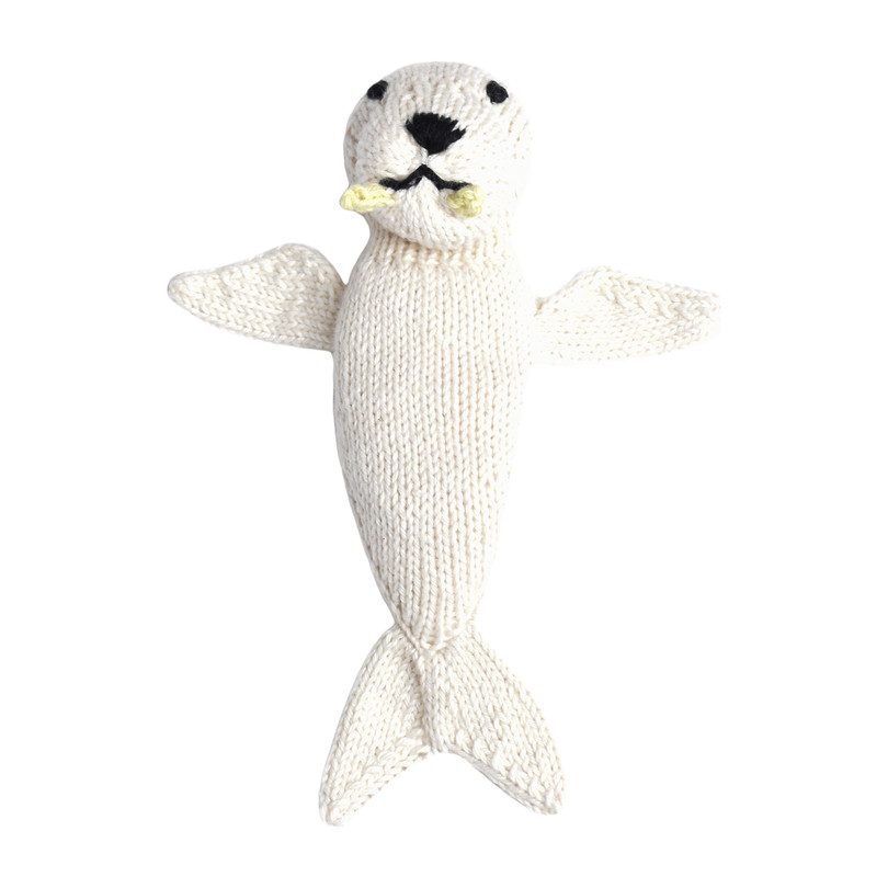 Cotton Hand Knit Baby Toy, Walrus Cotton Hand Knit Baby Toy, Walrus