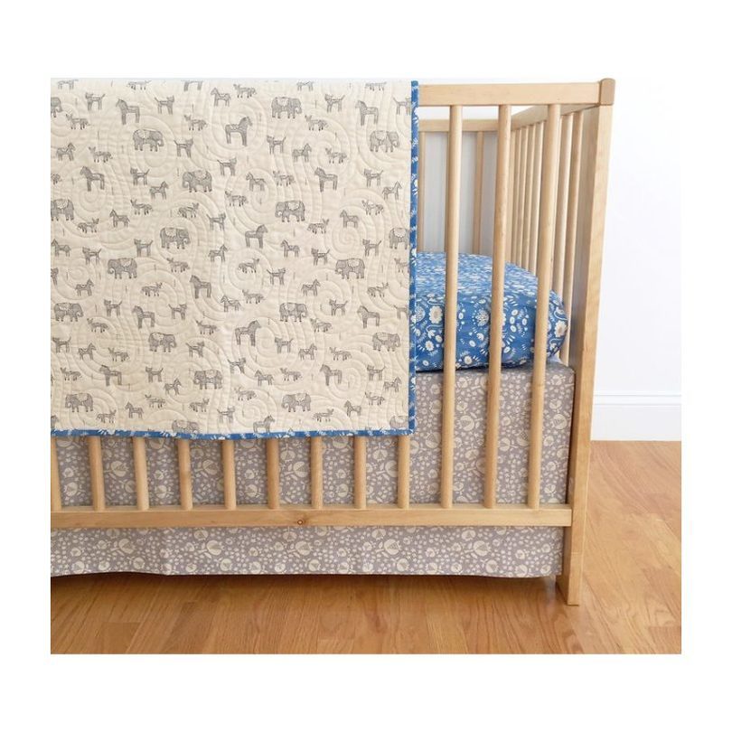 Thistle Panel Crib Skirt Grey Bumpers Skirts Maisonette