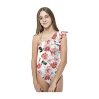 To the Left- White Flowers One Piece