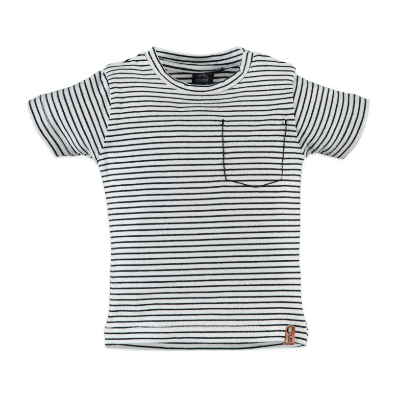 Striped Pocket Tee, Black Striped Pocket Tee, Black