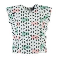 Geometric Ruffle Top, Crème
