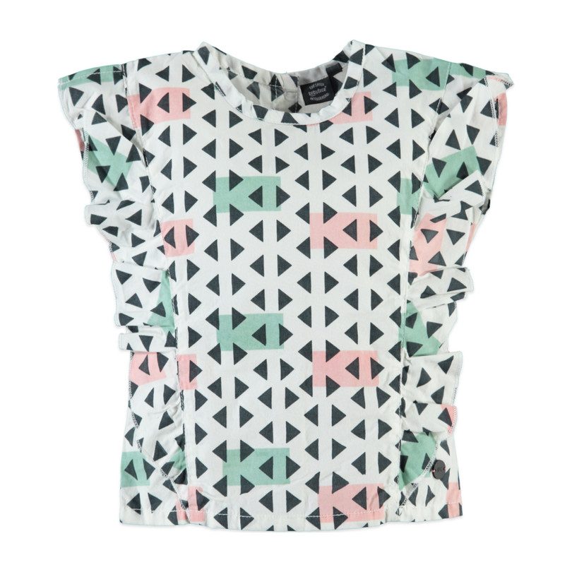 Geometric Ruffle Top, Crème Geometric Ruffle Top, Crème
