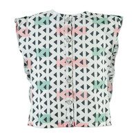 Geometric Ruffle Top, Crème
