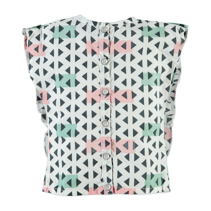 Geometric Ruffle Top, Crème Geometric Ruffle Top, Crème