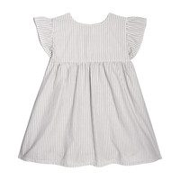 Charlotte Ruffle Sleeve Dress, Pale Grey Stripe