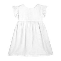 Charlotte Ruffle Sleeve Dress, White Cotton Muslin