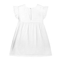 Charlotte Ruffle Sleeve Dress, White Cotton Muslin