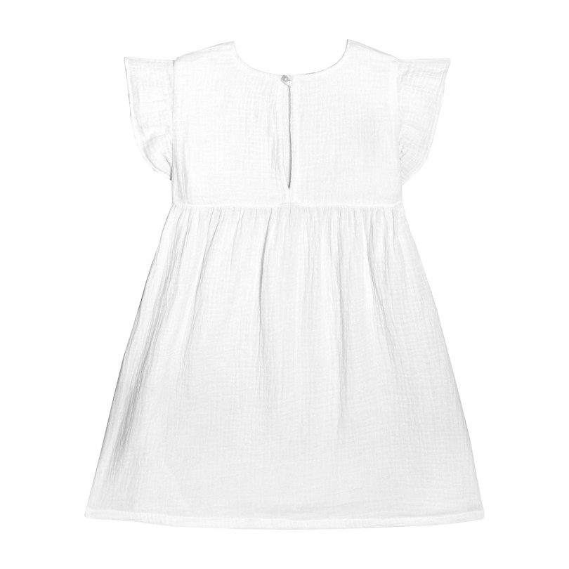 Charlotte Ruffle Sleeve Dress, White Cotton Muslin Charlotte Ruffle Sleeve Dress, White Cotton Muslin