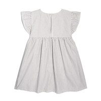 Charlotte Ruffle Sleeve Dress, Pale Grey Stripe