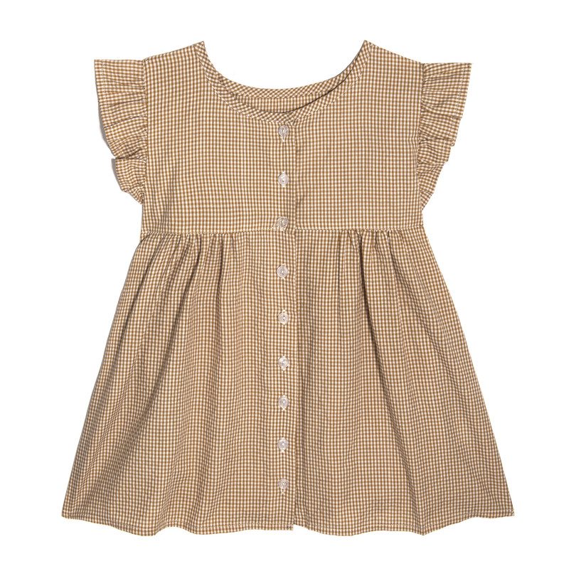 Lu Lu Ruffle Top, Nutmeg Mini Gingham Lu Lu Ruffle Top, Nutmeg Mini Gingham
