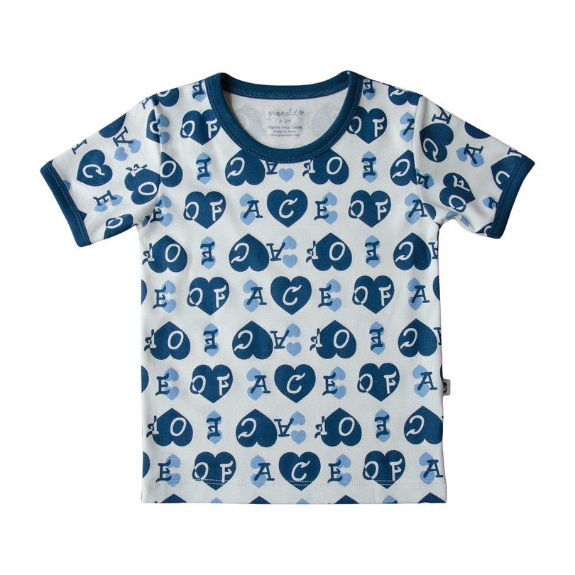 Ace of Hearts Ringer Tee, Blue Ace of Hearts Ringer Tee, Blue