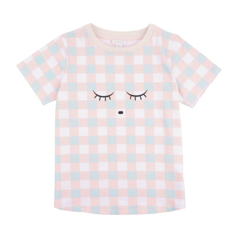 Tee Shirt, Pink Plaid Tee Shirt, Pink Plaid