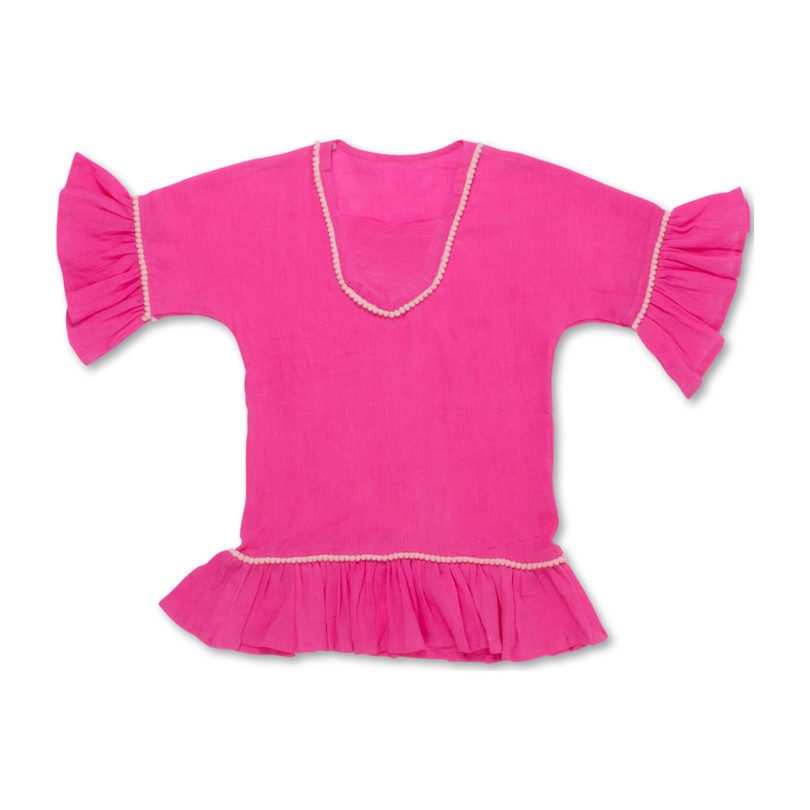 Bell Sleeve Gauze Coverup, Pink Bell Sleeve Gauze Coverup, Pink