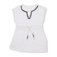 Short Sleeve Terry Coverup, White