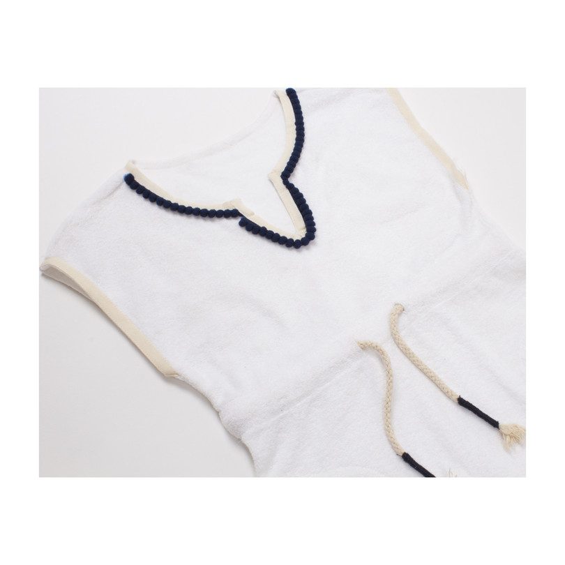Short Sleeve Terry Coverup, White Short Sleeve Terry Coverup, White