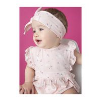 Baby Bunnies Apron Ruffle Sunsuit, Pink