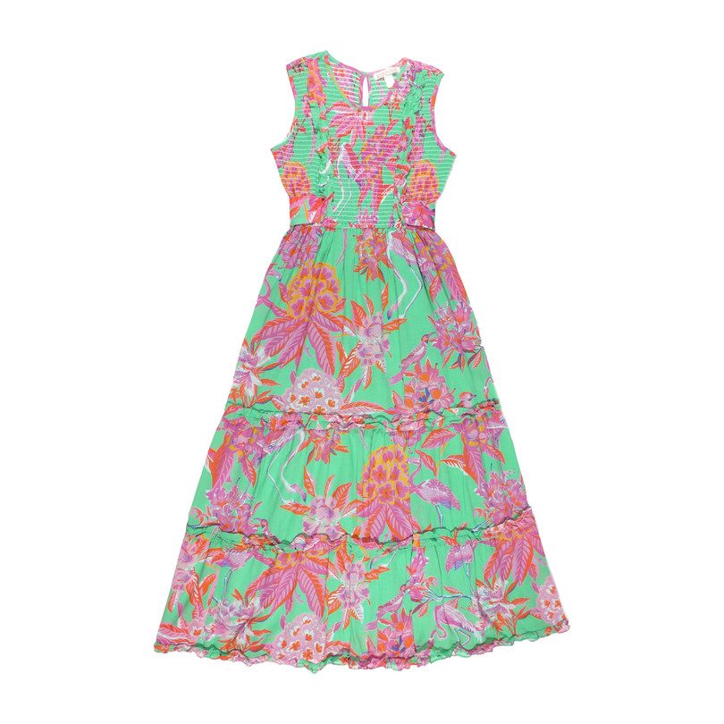 Adult Isha Dress, Island Green Flamingo - Maisonette