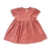 Oeuf Baby And Child Short Sleeved Dress Rust Pink With Tulip Print