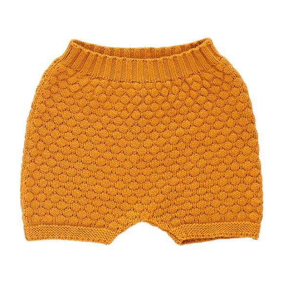 Oeuf Baby And Child Honeycomb Knitted Shorts Ochre Yellow Oeuf Baby And Child Honeycomb Knitted Shorts Ochre Yellow