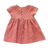 Oeuf Baby And Child Short Sleeved Dress Rust Pink With Tulip Print