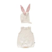 Oeuf Baby Two Piece Set Romper With Bunny Hat White