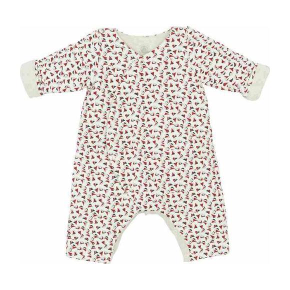 Petit Bateau Baby Padded Jumpsuit White With Small Red And Navy Blue Sailboats Petit Bateau Baby Padded Jumpsuit White With Small Red And Navy Blue Sailboats
