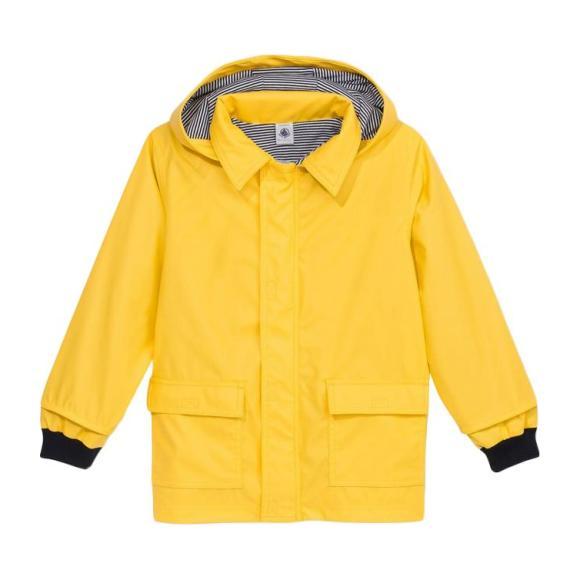 Petit Bateau Baby Raincoat With Knitted Navy Blue Cuffs Yellow Petit Bateau Baby Raincoat With Knitted Navy Blue Cuffs Yellow